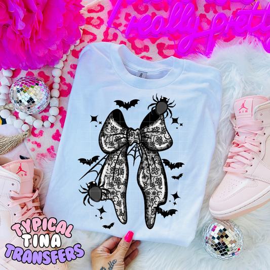 Black Lace Bow | DTF Transfer | 12" Adult