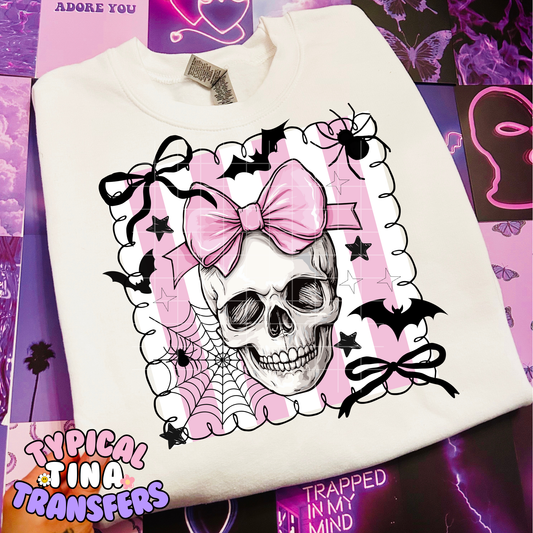 Preppy Skull Pink bow | DTF Transfer | POD