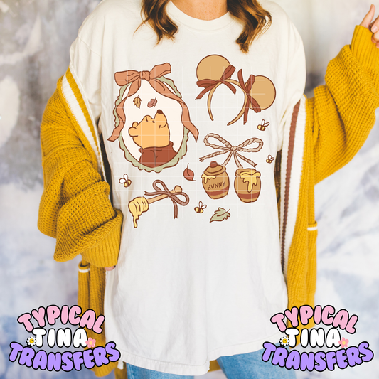 Coquette Bear frame ears | DTF Transfer | POD