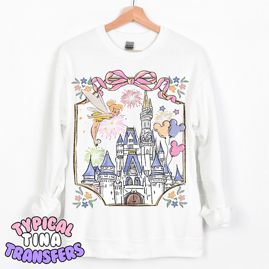 Pastel castle and Tink | DTF Transfer | POD