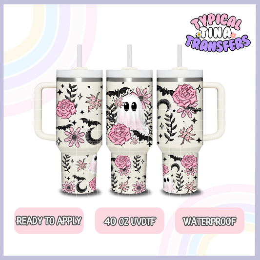 Ghostie pink florals | 40oz UVDTF Wrap | POD