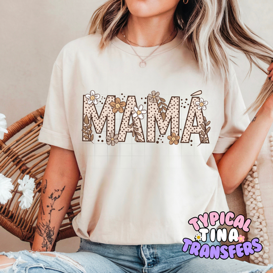 Mama Neutral Florals (Hispanic) | DTF Screen Print | POD