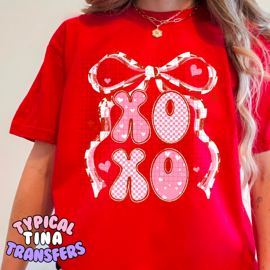 Xoxo with ribbon patterned | DTF Transfers | POD