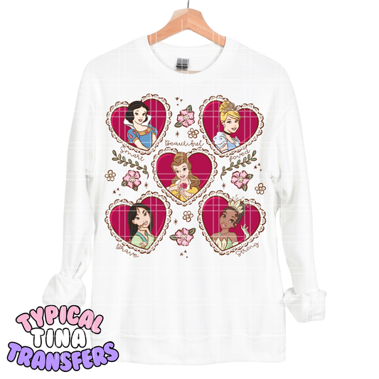 Vintage Princess Hearts | DTF Transfers | POD
