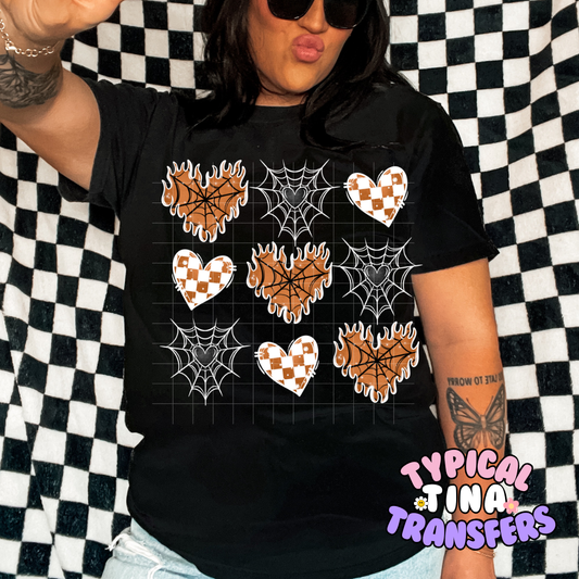 Webbed hearts brown | DTF Screen Print | POD