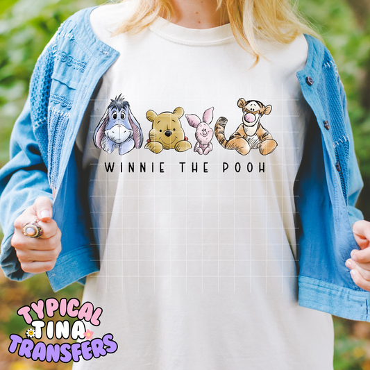 Sketch P Bear and Gang | DTF Screen Print | POD