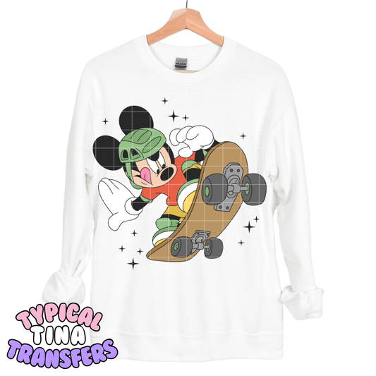 M Mouse Skater (green helmet) | DTF Transfers | POD