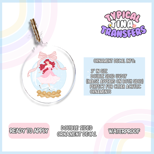 Snowglobe mermaid | 3" Ornament Decal | POD