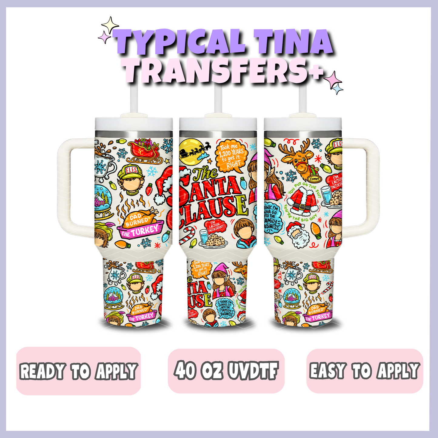 Xmas Doodle - Santa Claus3 Film | 40oz UVDTF Wrap | POD
