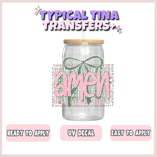 Amen w/ green stripped background | UV decals | POD