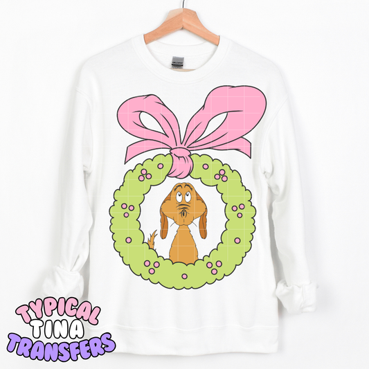 max Wreath (pink bow) | DTF Transfer | POD