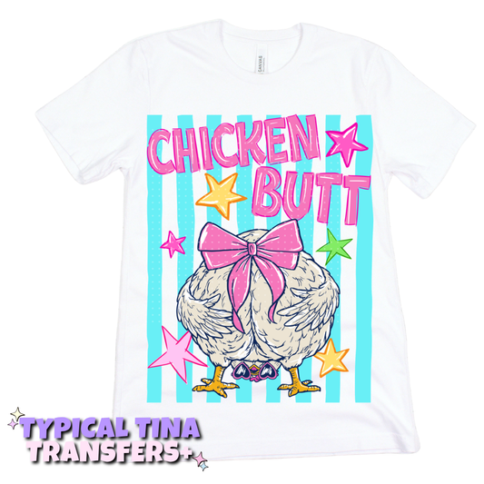 Guest what - Chicken Butt (pink with glasses) | DTF Transfers | POD