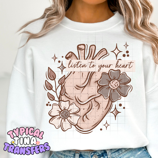 Listen to your heart | DTF Screen Print | POD
