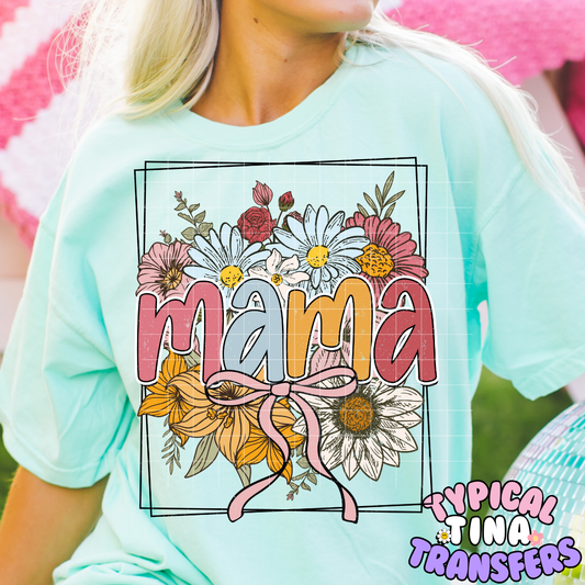 mama floral square frame | DTF Screen Print | POD