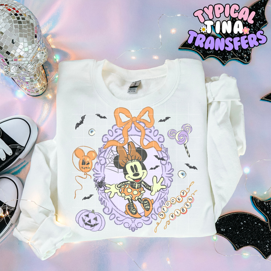 Min halloween purple frame with candy | DTF Transfer | POD