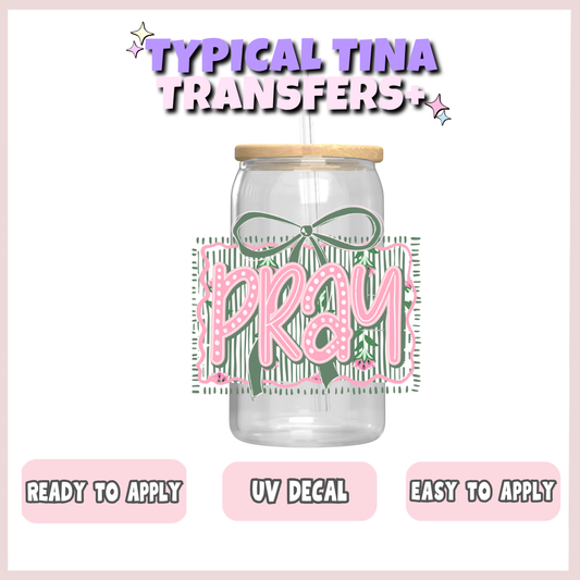 Pray w/ green stripped background | UV decals | POD