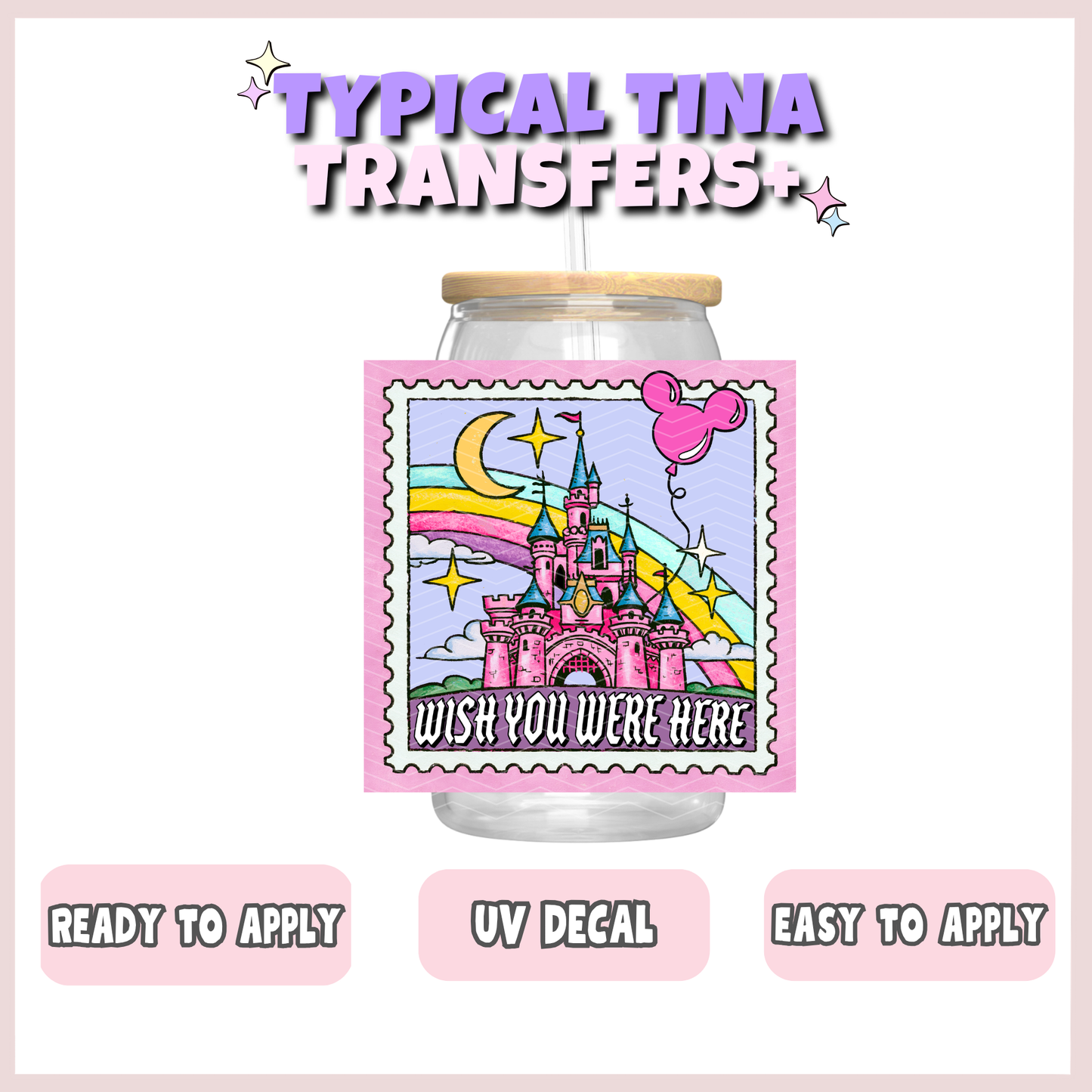 castle stamp (pink border) | UV decals | POD