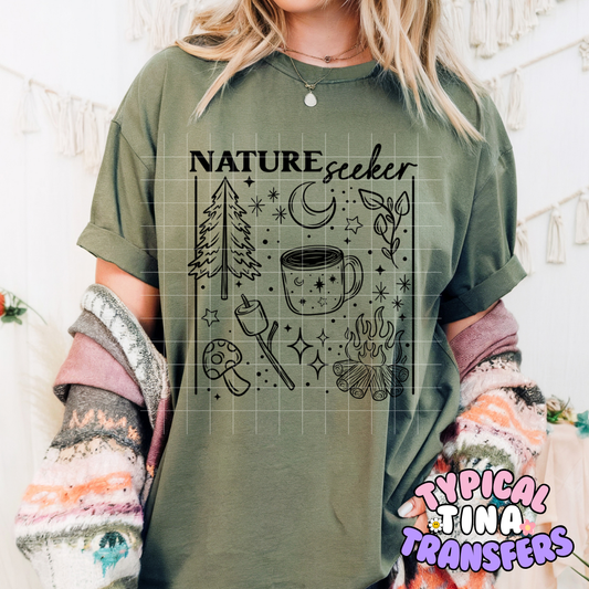 Nature Seeker (black letters) | DTF Screen Print | POD