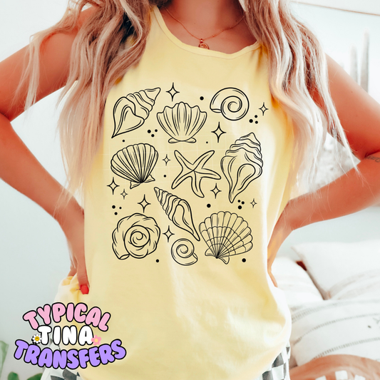 Seashell outline | DTF Screen Print | POD - choose design