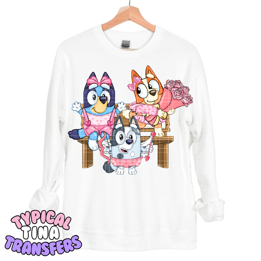 3 pups on vday | DTF Transfers | POD