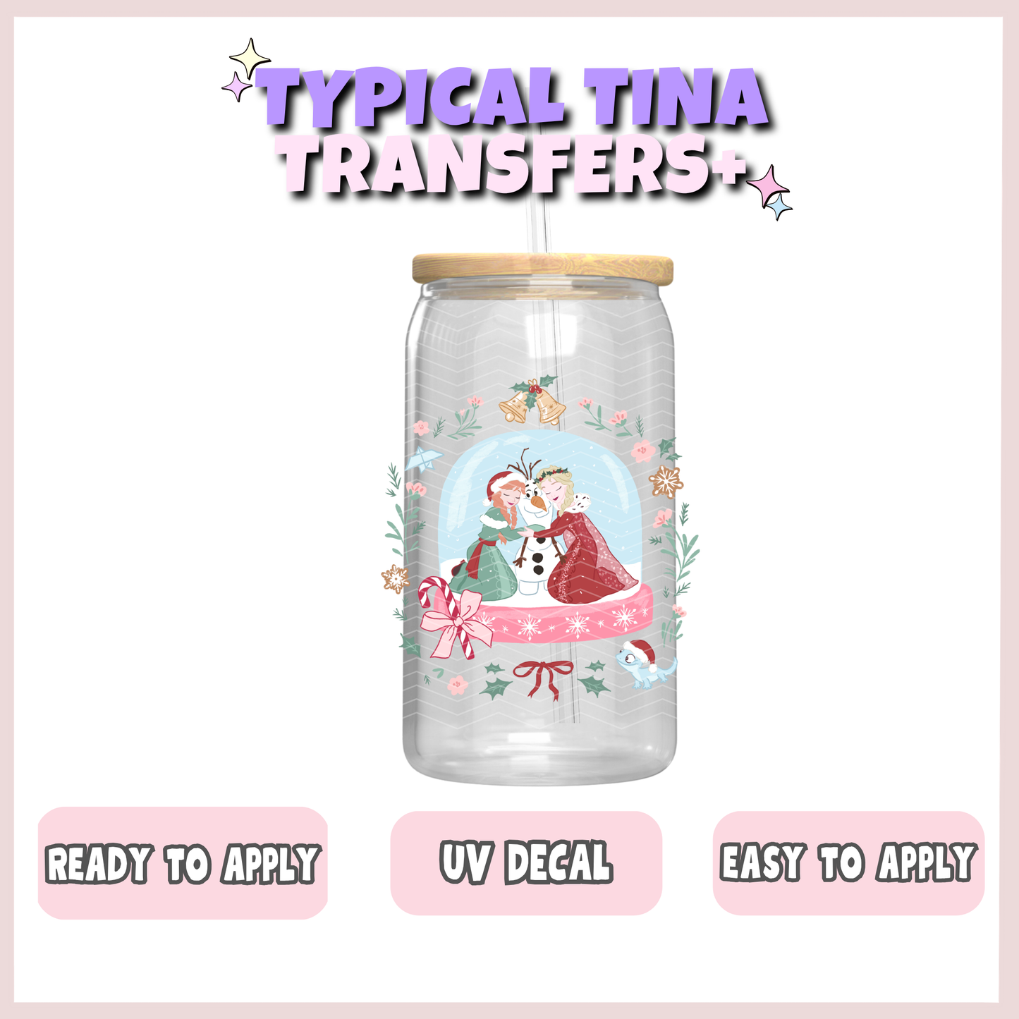 Princess E & A snowglobe w/ florals | UV decals | POD