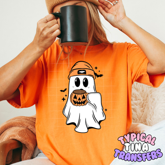 Ghost with Pumpkin Cup | DTF Transfer | POD