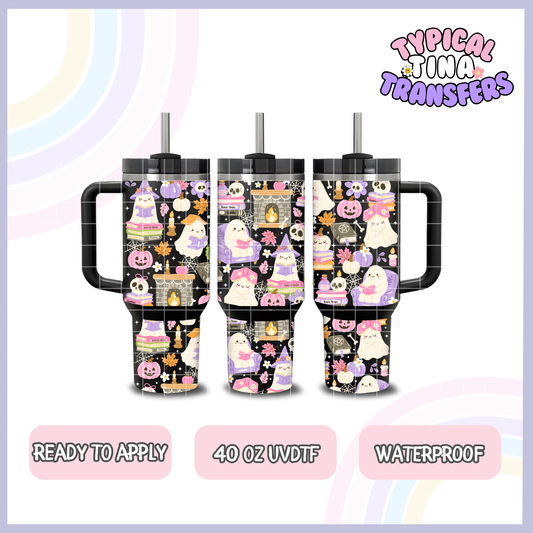 Kawaii Cozy Ghosts pink and purple | 40oz UVDTF Wrap | POD