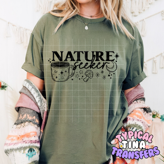 Nature Seeker half size (black letters) | DTF Screen Print | POD