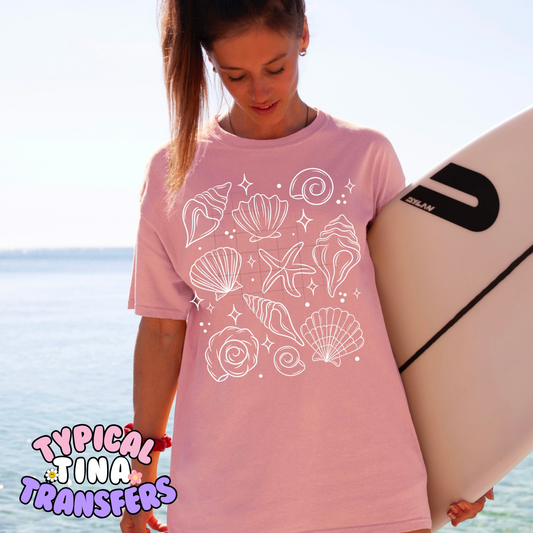 Seashell outline | DTF Screen Print | POD - choose design
