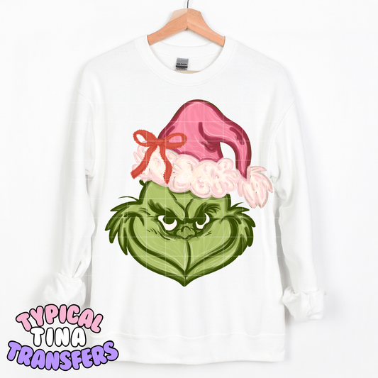 Gr!nchy with Pink Santa Hat | DTF Transfer | POD