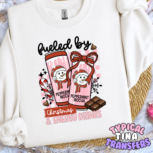 Fueled by Christmas and energy drinks | DTF Transfer | POD