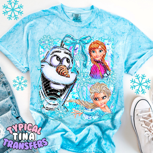 Ice Princess, Snowman and Sister  | DTF Transfers | POD