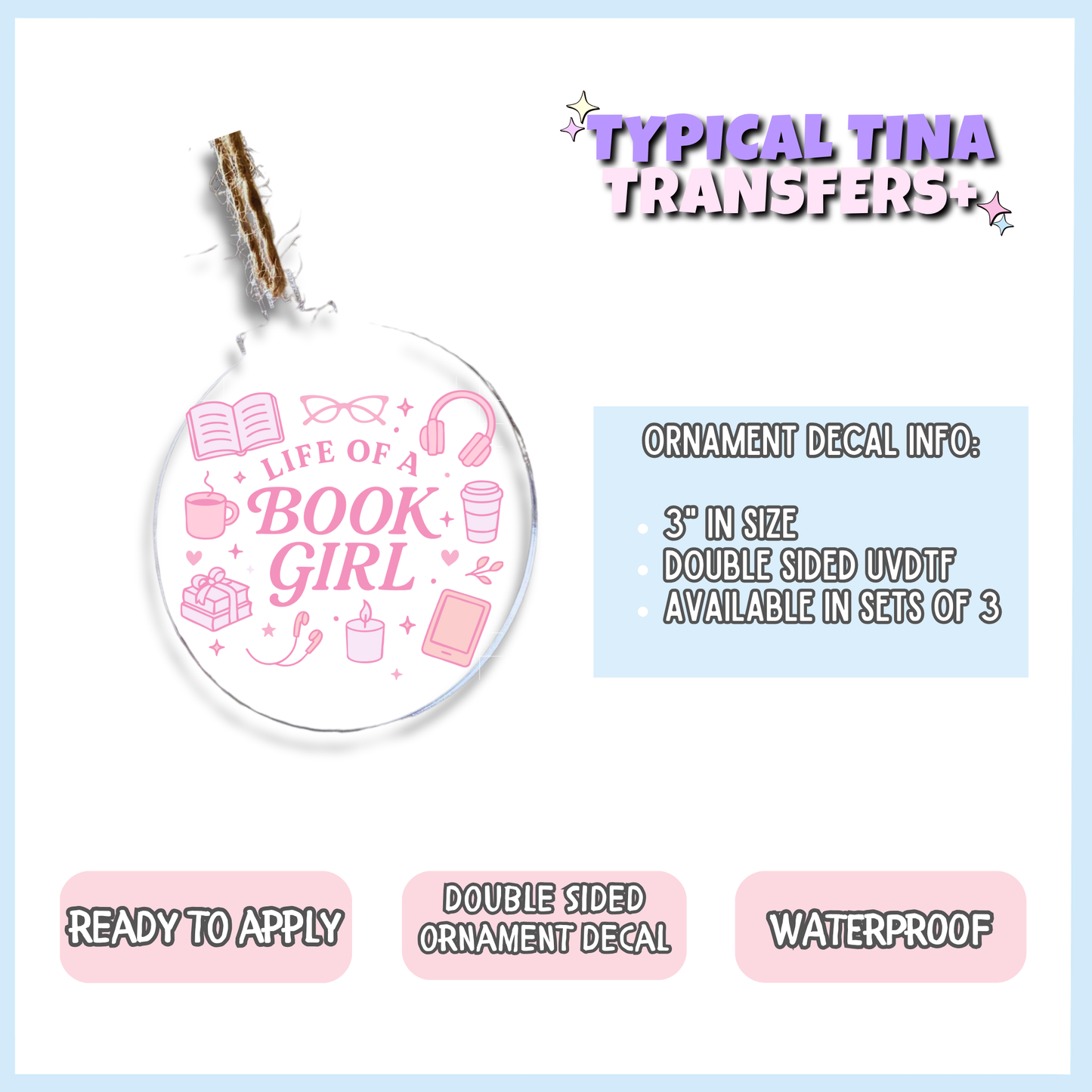 Life of a book girl | 3" Xmas Ornament | POD