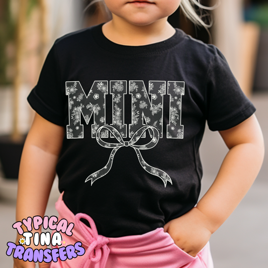 Lace Mini with bow (white) | DTF Transfer | 7" toddler