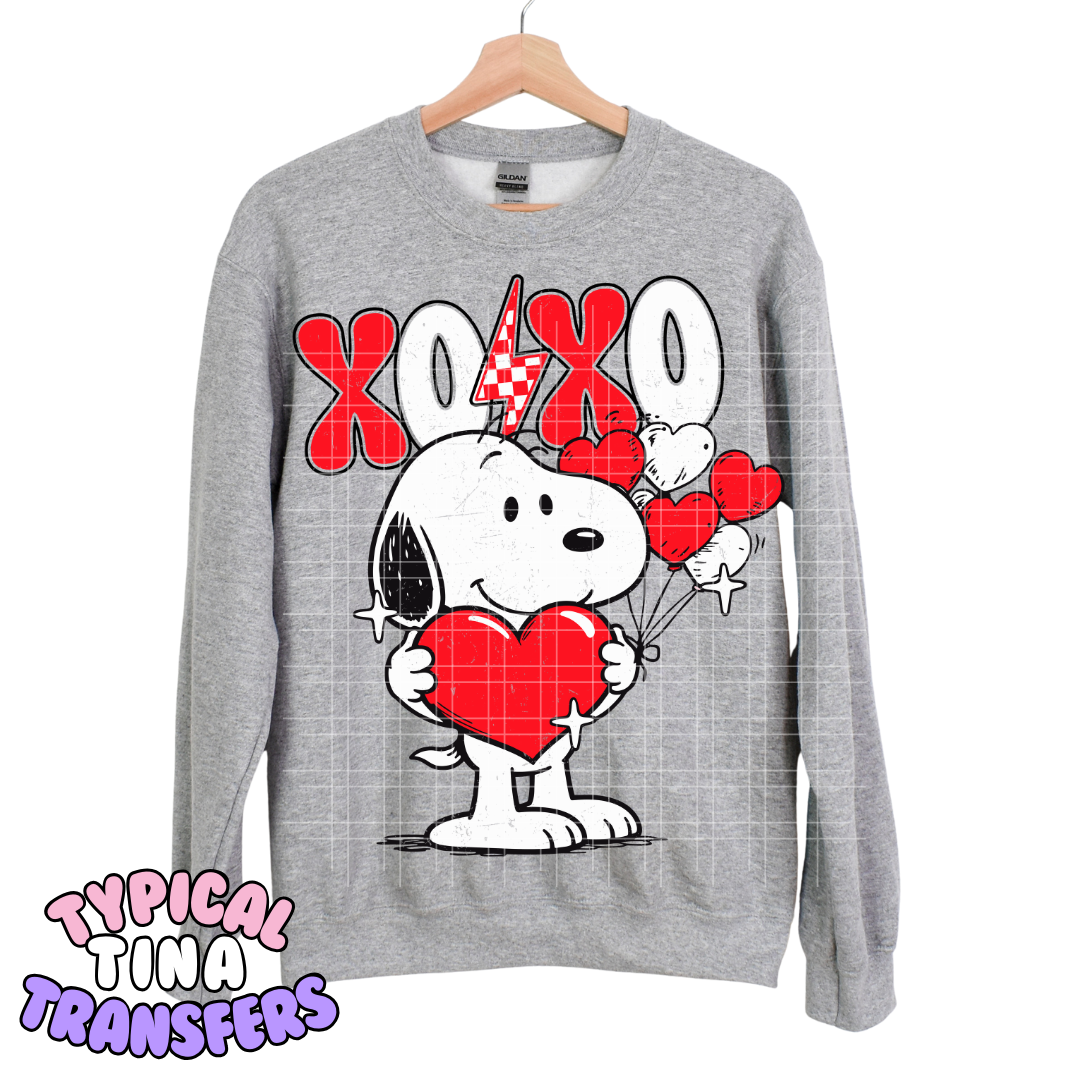 XoXo pup balloon hearts | DTF Transfers | POD