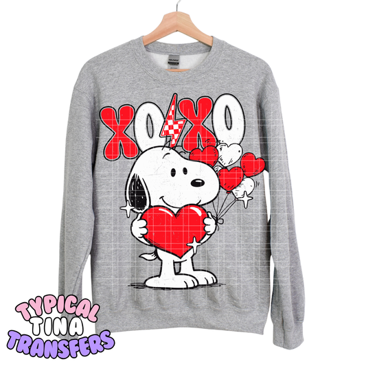 XoXo pup balloon hearts | DTF Transfers | POD