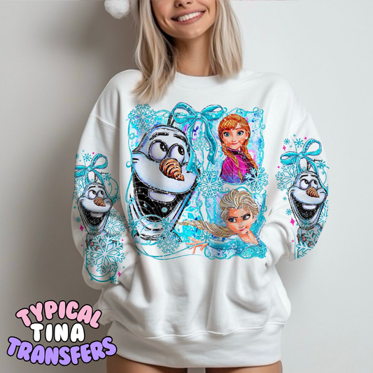 Ice Princess, Snowman and Sister  | DTF Transfers | POD