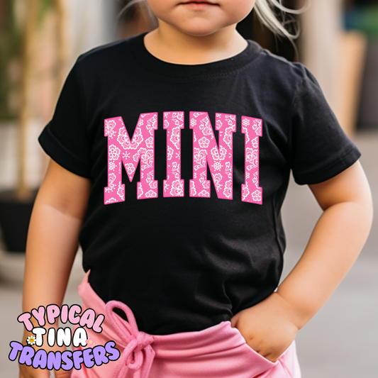 Pink Lace Embroidery Mini | DTF Screen Print | POD