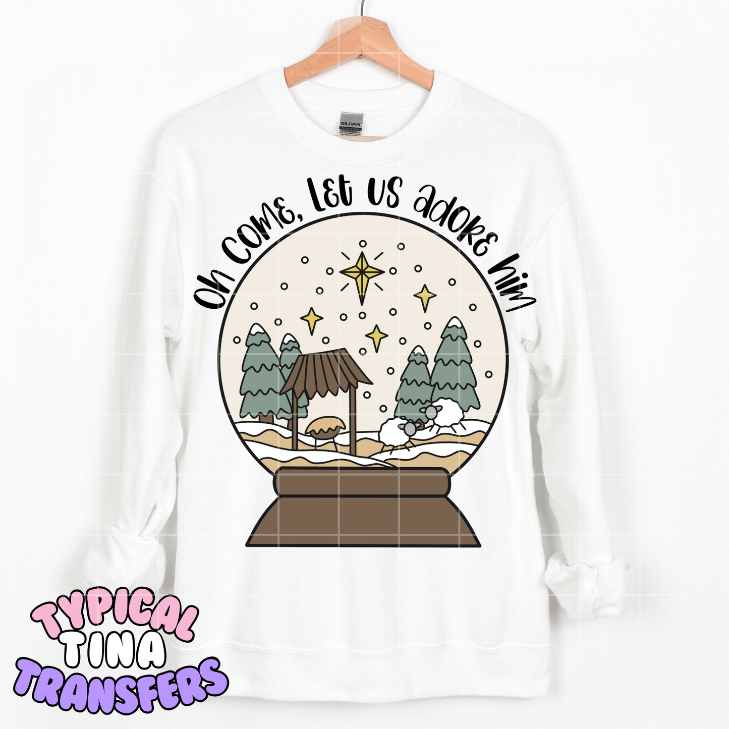 Oh come, let us adore him snowglobe | DTF Transfer | POD