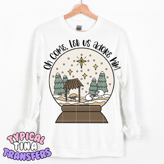 Oh come, let us adore him snowglobe | DTF Transfer | POD