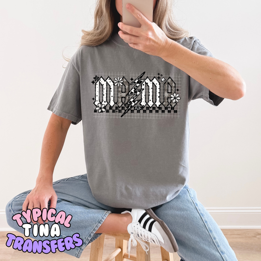 Mama B&W checkered lightning | DTF Transfers | POD