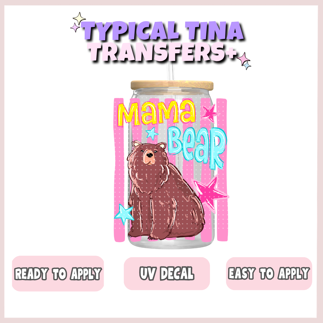 mama bear (pink stripes) | UV decals | POD