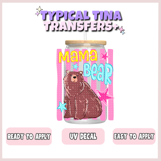 mama bear (pink stripes) | UV decals | POD