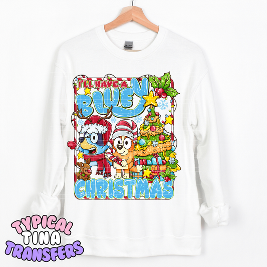 Blue Pup Christmas | DTF Transfer | POD