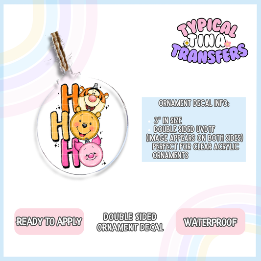 Pooh Ho Ho Ho | 3" Ornament Decal