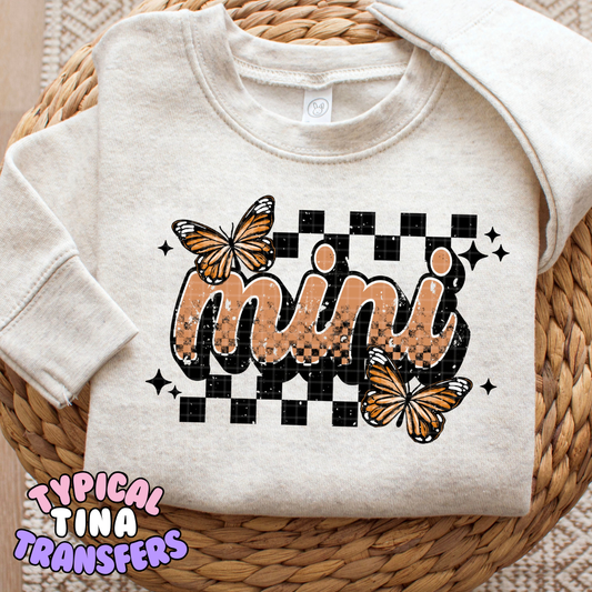 Mini Butterflies & checkered pattern | DTF Transfers | POD