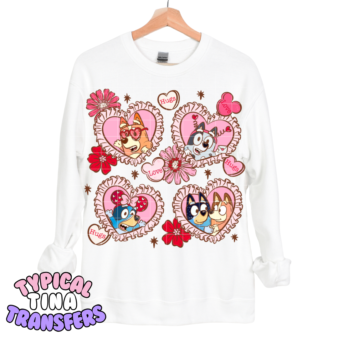 Valentine heart Blue pup | DTF Transfers | POD