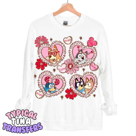 Valentine heart Blue pup | DTF Transfers | POD