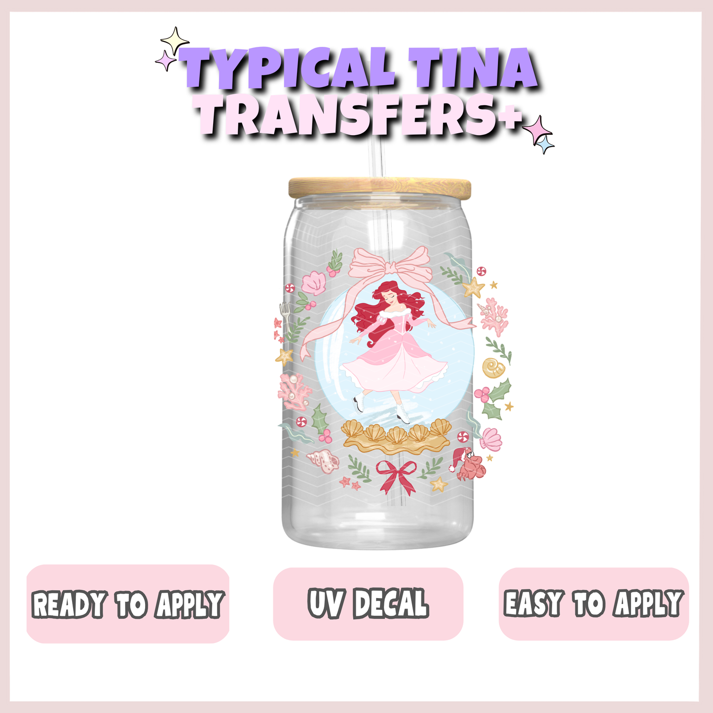 Princess A snowglobe w/ florals | UV decals | POD