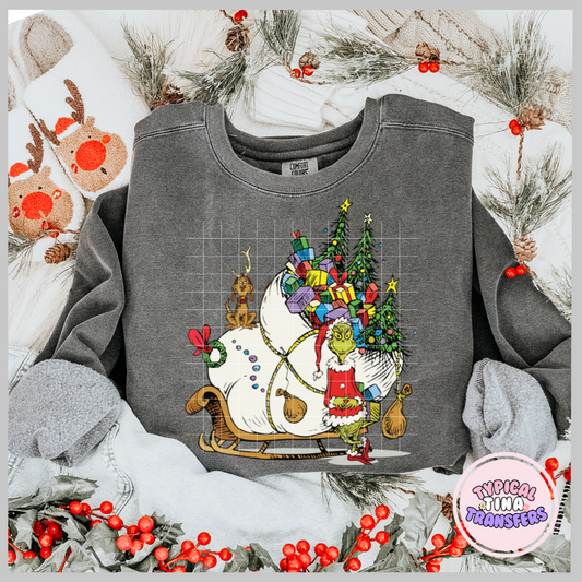 Gr!nch Santa Sleigh | DTF Screen Print